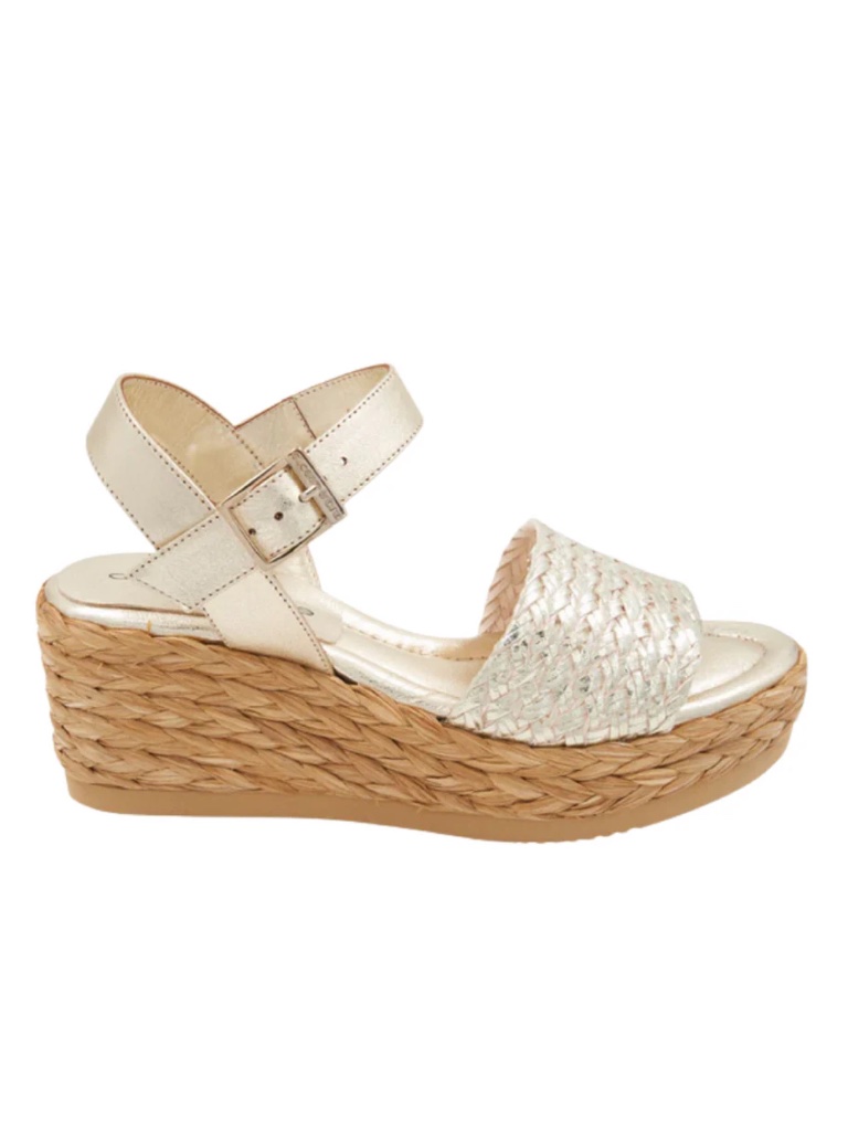 New Andre Assous Carissa Espadrille In Platino Wedge Sz 8